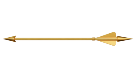 Isolated Decorative Gold Arrow, Sharp Point and Ornate Fletching, Symbolic Weapon Design