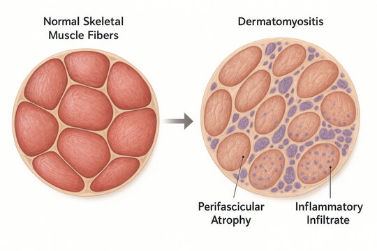 Diagram of Normal Skeletal Muscle Fibers and Dermatomyositis