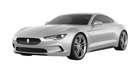 Isolated Silver coupe car with smooth styling and elegant design for automotive industry use