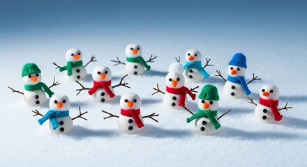Adorable Mini Snowmen Figurines Winter Holiday Decoration.
