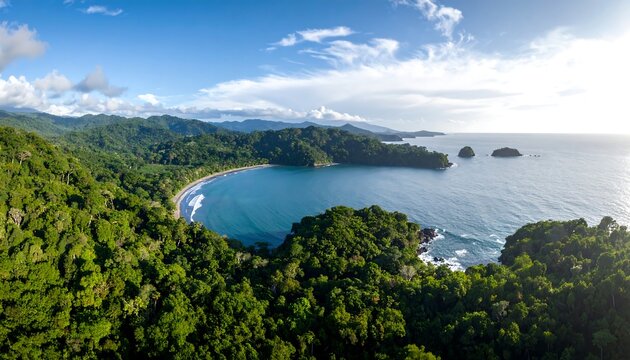 Lush tropical bay from high altitude