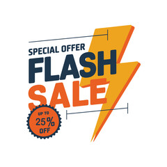 Flash Sale Special Offer Lightning Discount Up To 25% Off Vector Design