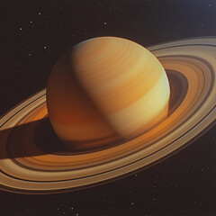 Stunning close-up of Saturn with glowing rings, cosmic space artwork