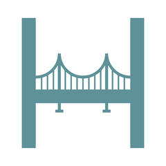 Minimal suspension bridge icon in teal vector on white background