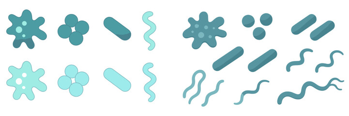 Diverse microscopic organisms and cellular structures in various shapes and forms for scientific concepts