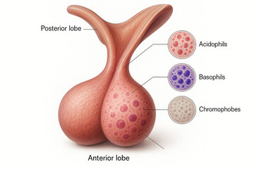Illustration of the Human Pituitary Gland with Labels