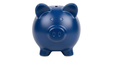 Isolated blue piggy bank. Piggy bank is used for personal finance, saving money concept