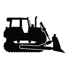 Silhouette of a heavy duty bulldozer for construction and earthmoving operations silhouette
