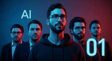 AI Team Portrait - Five Professionals in Tech.