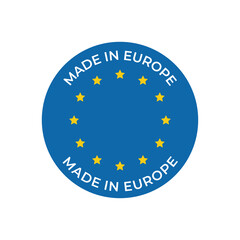 Deep Blue Circle Made in Europe Origin Icon