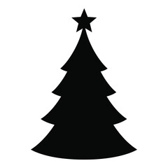 Black silhouette christmas tree with star festive holiday decoration silhouette art silhouette