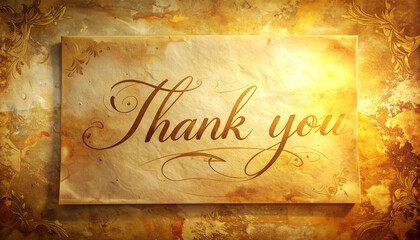 Elegant cursive thank you note on textured background card gratitude