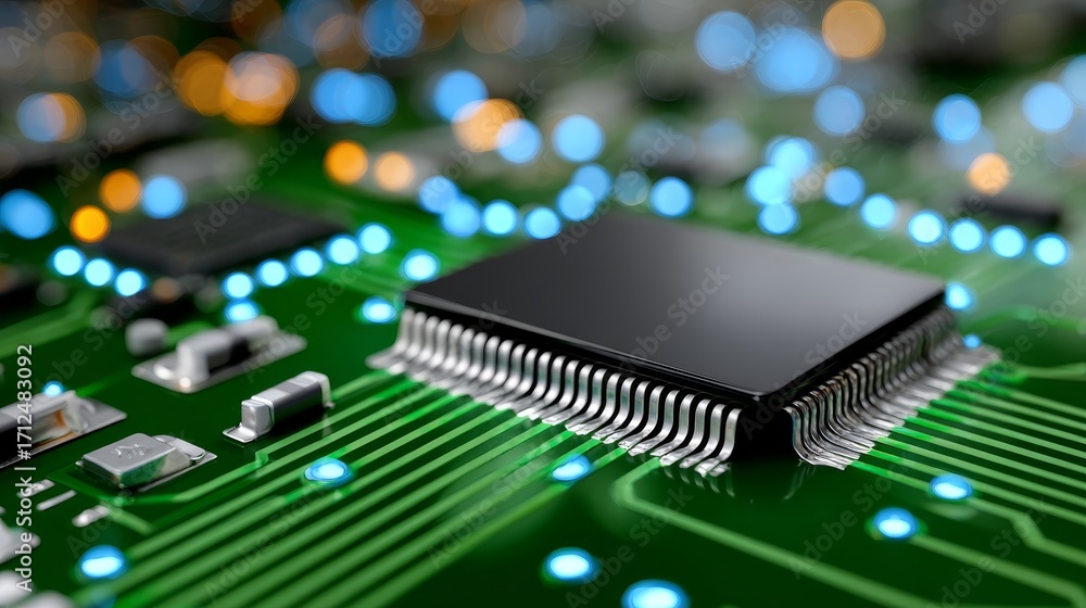 Fototapete digital network connection on abstract background technology concept photorealistic glow in ai mothe