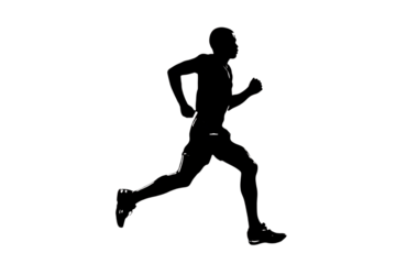 Dynamic male athlete in mid-stride capturing the essence of speed, endurance, and athletic achievement for motivational content