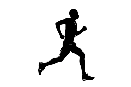 Dynamic male athlete in mid-stride capturing the essence of speed, endurance, and athletic achievement for motivational content