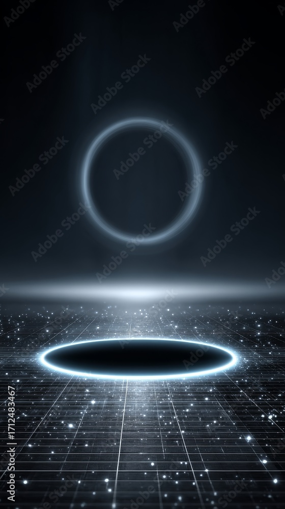 Aufkleber digital network connection in an abstract background illuminated crystallike grid ai hologram theme