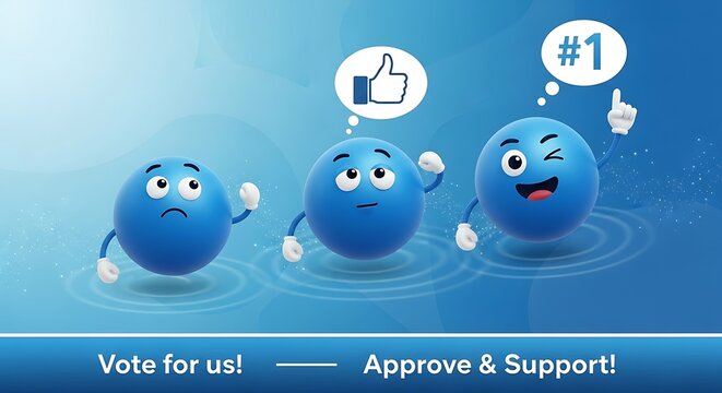 Blue Emojis Voting Campaign - Approve and Support. - Powered by Adobe