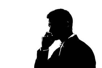 Thoughtful businessman in a suit contemplating a crucial decision while holding a phone to his ear, conveying serious business strategy and deep concentration