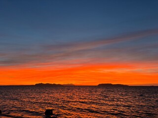 Fototapeta premium Tramonto siciliano settembrino sulle isole Egadi