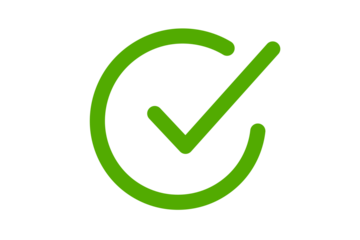 Green circle check mark icon for tick, correct, approved, confirm, success, and symbol on transparent background