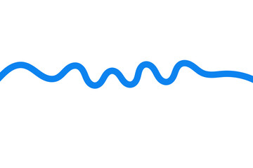 Blue wavy line abstract shape for underline, border, divider, wave, and element on transparent background