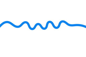 Blue wavy line abstract shape for underline, border, divider, wave, and element on transparent background