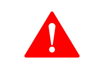 Red triangle exclamation mark symbol for alert, warning, danger, error, and caution on transparent...