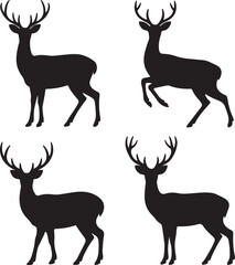 Deer in the grass silhouette vector on white background