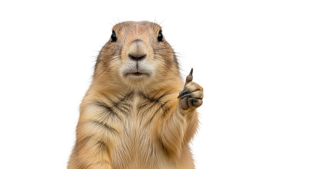 Isolated Prairie dog standing up with thumb up, good sign, positive, mammal, wild animal