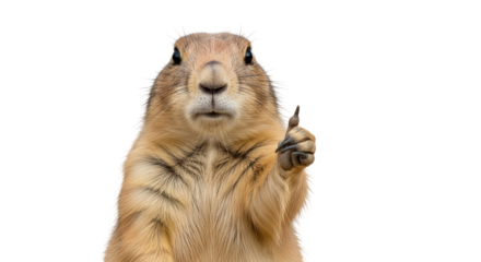 Isolated Prairie dog standing up with thumb up, good sign, positive, mammal, wild animal