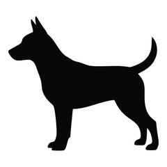 Silhouette of a standing dog facing left for animal enthusiasts silhouette