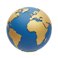 Fototapeta premium A 3d render of planet earth, isolated on transparent background