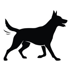 Silhouette of a german shepherd dog in motion dynamic profile view animal art silhouette