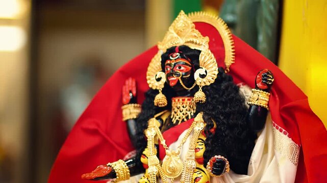 Making of goddess Maa Kali Idol. These idols are made for Kali Puja, festival of Kolkata, West Bengal