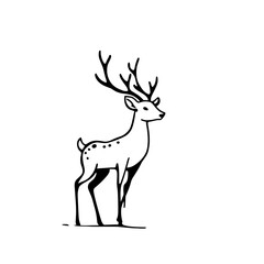 Obraz premium Fallow deer. Fallow deer simple black and white line art vector logo