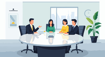 Business Meeting in a Modern Office Setting.