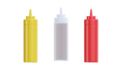 ketchup and mustard bottles 3D rendering