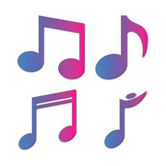 Colorful Gradient Music Notes Vector Isolated on White Background