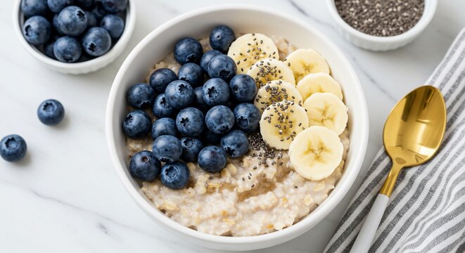 Oatmeal Breakfast Bowl with Blueberries and Banana