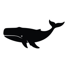 Majestic black silhouette of a humpback whale swimming gracefully in ocean depths silhouette