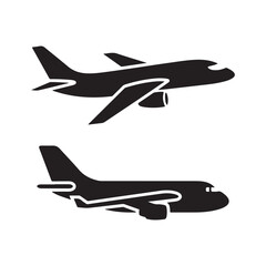 Airplane Silhouette Vector Illustration, Transportation Theme