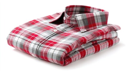 Folded Red and Gray Plaid Shirt: For Casual, Daily Wear and Fashion Display