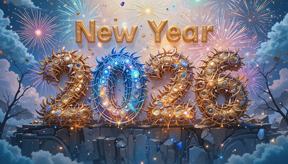 new year background with snowflakes