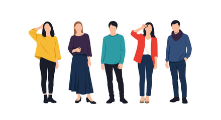 Obraz premium Group of diverse people standing together in casual attire.