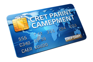 Blue Credit Card with World Map and Chip debit card