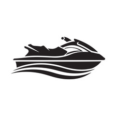 Silhouette Vector Image of Personal Watercraft on Water