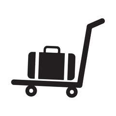 Baggage Cart Black Silhouette Vector Illustration