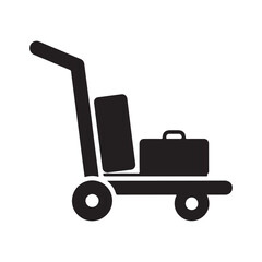 Minimalist Flat Vector Icon of Luggage Cart with Suitcases