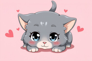 little kitty in anime style