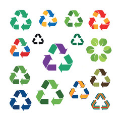 Obraz premium Recycling symbol variations&nbsp;icon sets vector illustrations